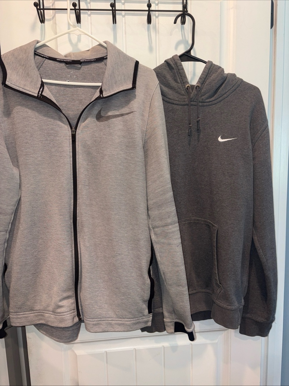 Nike Gray Pullover Hoodie with White Swoosh Tag and Full zip with hood jacket L